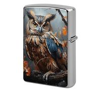 Owl Print Metal Lighter Case Cover, Personalized Graffiti Lighter Sleeve, Waterproof Double-Sided Protector for Women Men Gifts
