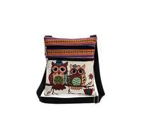 Owl Printed Canvas Crossbody Bag for Women - Bohemian Shoulder Bag with Zipper, Multi-Purpose Hobo Purse for Daily Use & Shopping, Lightweight Messenger Satchel (Style1)