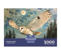Owl Puzzle 1000 Piece Family Moonlit Night Puzzles Game Challenge High Difficulty 100% Recycled Cardboard for Adults & Kids, Ages 14+ 70x50cm/1000pcs