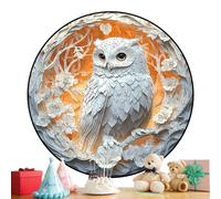 Owl Puzzle for Adults - 150 Pieces 3D Wooden Jigsaw Puzzle, Unique Animal Shape Round Effect | Challenging Paper-Carved Wooden Pule Gift for Mother's Day, Thanksgiving, Christmas