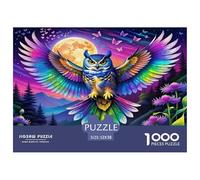 Owl Puzzle Winged Owl Under Full Moon Puzzle for Adults Great Gift Idea Puzzles for Adults Kids 52x38cm/1000pcs