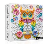 Owl Puzzles for Adults 1000 Pieces, Nature Flower Bird Jigsaw Puzzles, Crystal Floral Owl Puzzle as Animal Decor
