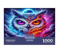 Owl Puzzles for Adults Gifts 1000 Pc - Owl Cosmic Fire Mystical Vibrant Artistic Jigsaw Puzzle Fun Present & Activity for Home Wall Decor70x50cm/1000pcs