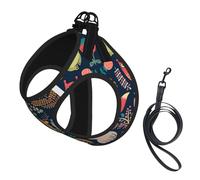 Owl Rabbit Bird Fox Print Adjustable Harness Leash Set For Cats And Dogs, Soft Breathable Kitten Puppy Mesh Vest With Reflective Design, Escape-Proof Lead For Small Pets Walking Training