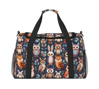 Owl Rabbit Bird Fox Print Ample Space Travel Duffle Bag Carry On Tote 19.7x13x10.2 in Stylish Tote for Gym