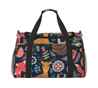 Owl Rabbit Bird Fox Print Ample Space Travel Duffle Bag Stylish with Waterproof Zipper for Airplane Gym