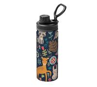 Owl Rabbit Bird Fox Print Stainless Steel Thermos Bottle with Handle,Sports Bottle,Suitable for Cycling,Fitness