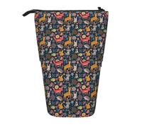Owl Rabbit Bird Fox Print Telescopic Pencil Case Adjustable Lightweight Office Stationery Organizer Pouch