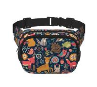 Owl Rabbit Bird Fox Print Waist Pack Fanny Pack Belt Bag for Men Women,Waterproof Adjustable Strap 3 Pockets for Outdoor Travel
