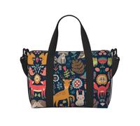 Owl Rabbit Bird Fox Print Waterproof Travel Tote Bag,Carry On Weekender Duffle for Gym Overnight