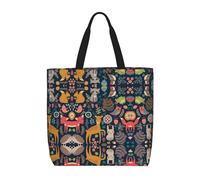 Owl Rabbit Birds Fox Print Canvas Tote Bags for Women Reusable Grocery Bag Large Gym Canvas Cloth Pouch Portable Shopping Handbag with Inner Pocket
