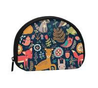 Owl Rabbit Birds Fox Print Portable Mini Storage Bag Shell Shaped Wallet Small Coin Wallet Shell Storage Bag