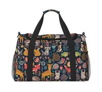 Owl Rabbit Birds Fox Print Womens Sports Bags Travel Bag - Gym Tote Bag with Compartment,Duffel Bags for Men,Ladies Holdall,Carry On Weekend Travel Handbags for Women