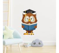 Owl Reading Book Wall Decals,Cute Animal Wall Stickers, Educational Peel and Stick Wall Art & Murals for Kids Room,Reading Nook,Library Classroom Decor (A)