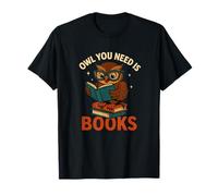 Owl Reading Books Funny Nerd Humor Graphic T-Shirt