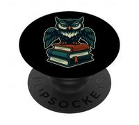 Owl Reading Books Wisdom Funny Nerd Humor Graphic PopSockets Adhesive PopGrip