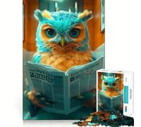 Owl Reading Newspaper Animal Jigsaw Puzzle for Adults 1000 Pieces Boost Recall Leisure Fun Accurate Edge Lovely Present (38x26cm)