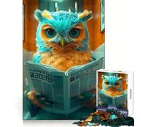 Owl Reading Newspaper Animal Jigsaw Puzzle for Adults 1000 Pieces Boost Recall Leisure Fun Accurate Edge Lovely Present (38x26cm)