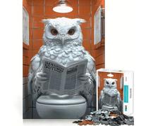 Owl Reading Newspaper on Toilet 1000 Pieces Jigsaw Puzzles for Adults Brain Challenge Toy Indoor Play Precise Cut Fine Art Piece (38x26cm)