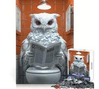 Owl Reading Newspaper on Toilet 1000 Pieces Jigsaws Adults Puzzles Gifts Think Game Leisure Fun Quality Edge Lovely Present (50x75cm)