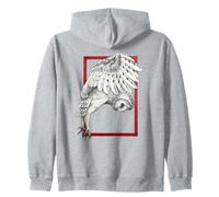 Owl Red Frame Tattoo Aesthetic Dotwork Zip Hoodie