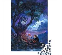 Owl,red Panda Wooden Jigsaw Puzzles Adults Fun 1000 Pieces Education Game Decoration Stress Relief Toy Intellectual Game Relaxation And Intelligence 1000pcs (75x50cm)