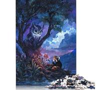 Owl,red Panda Wooden Jigsaw Puzzles for Adults Fun 300 Pieces Toy Intellectual Game Stress Relief Toy Home Decoration Education Game Relaxation And Intelligence 300pcs (40x28cm)