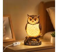 Owl Resin Animal Night Light, Cute Bedside Lamp with Soft Glow for Bedroom Nursery, Decorative Table Lamp for Home Office Desk, USB with Independent Switch