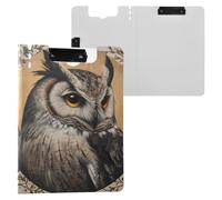 Owl Retro Clipboard a4 Clip Board Foldover Document Folder Files for Paperwork with Clips Lightweight Plastic