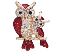 Owl Rhinestone Brooch Vintage Elegant Brooches Cute Double Owl Lapel Pin Owls Sitting on Branch Crystal Brooch Badge Accessories for Women Men Gift