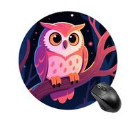 Owl Round Mouse Pad, Cute Non-Slip Rubber Base Desk Mat, Funny Small Mousepad for Office & Gaming, Decorative Computer Accessories for Home Office Desk 7.8 Inch