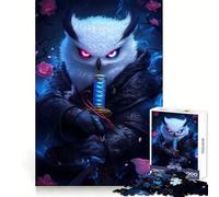Owl Samurai Animal Jigsaw Puzzle for Adults 1000 Pieces Boost Recall Leisure Fun Accurate Edge Lovely Present (38x52cm)