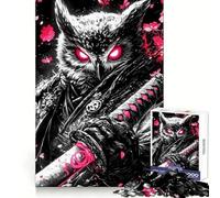 Owl Samurai Warrior Animal Adults 1000 Piece Jigsaw Puzzle Brain Challenge Toy Stress Relief Clear Cut Wall Art Decor (50x75cm)