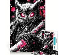 Owl Samurai Warrior Animal Adults 1000 Piece Jigsaw Puzzle Brain Challenge Toy Stress Relief Clear Cut Wall Art Decor (50x75cm)