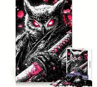 Owl Samurai Warrior Animal Jigsaw Puzzles 1000 Piece for Teenagers Reason Skill Toy Serene Time Exact Cut Amazing Present (38x26cm)