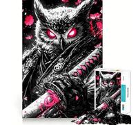 Owl Samurai Warrior Animal Jigsaw Puzzles 1000 Piece for Teenagers Reason Skill Toy Serene Time Exact Cut Amazing Present (38x26cm)