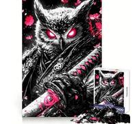 Owl Samurai Warrior Animal Jigsaw Puzzles for Adults1000 Pieces Mind Puzzle Cozy Relax Image Assembly (38x52cm)