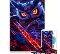 Owl Samurai Warrior Jigsaw Puzzle 1000 Piece for Adults Brain Challenge Toy Leisure Time Clear Cut Amazing Present (38x26cm)