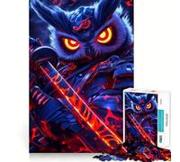 Owl Samurai Warrior Jigsaw Puzzle 1000 Piece for Teenagers Mind Skill Toy Peaceful Fun Design Assembly Unique Gift (38x52cm)