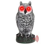 Owl Scarecrow - Anti-Fading Horned Owl Decoy, Owl Statue plastc Bird | Motion Activated Scarecrow Imitate Owl with Red Eyes and Scary Sound, Owl Statue Scare Birds Away for Garden Yard Outdoor