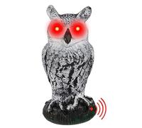 Owl Scarecrow - Fake Owl with Flashing Eyes, Scary Sound and Motion Detector - Fake Owl Scarecrow, PP Owl Statue to Protect Plants, Trees and Flowers from Invading Animals or Rodges
