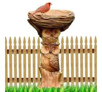 Owl Sculpture Bird Bath - Hummingbird, Basin With Protective Coating, Decorative Feeder Tray, Durable Outdoor Garden Accessory | Backyard Ornament For Birds Water Drinking Feeding Relaxation