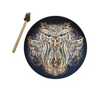 Owl Shaman Drum - Siberian Drum "Owl's Soul" Deep Bass Divine Sound, Music Spiritual Shaman Drum Deep Bass Voice of God Gift for Amen | Alchemical Shaman Moon Drum with Wand