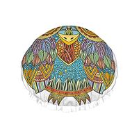 Owl Shower Cap,Cartoon Zentangle Owl Art Colorful Design Waterproof Double Layer Bath Caps Perfect For All Hair Lengths And Thicknesses