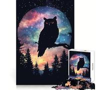 Owl Silhouette Moon Jigsaw Puzzles for Adults1000 Pieces Mind Puzzle Cozy Relax Image Assembly (50x75cm)