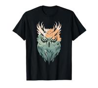 Owl Silhouette with Sun Mountains Forest Background Nature T-Shirt