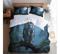 Owl single duvet cover set Forest Animals bedding, Zipper Quilt Cover Set 135x200cm, Brushed Microfibre Ultra-Soft & Breathable, Includes Matching Pillowcase 50x75cm