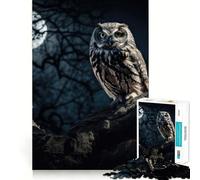 Owl Sits on An Old Tree 1000 Piece Jigsaws for Adults Puzzle Enhance Recall Together Fun Exact Edge Seasonal Gift (38x52cm)
