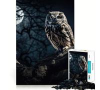 Owl Sits on An Old Tree Jigsaw Puzzles for Teenagers 1000 Pieces Intellect Toy Indoor Fun Quality Cut Creative Gift (50x75cm)