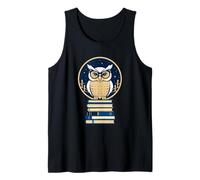 Owl Sitting on Books Animal Design Tank Top